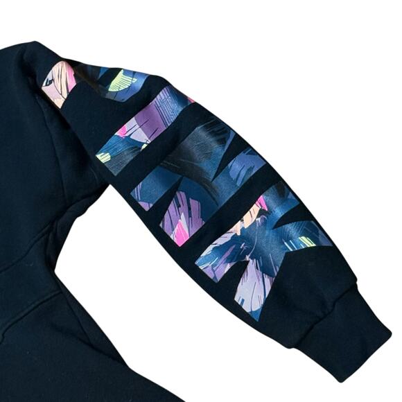 Pink Victoria Secret Sweatshirt Womens Black 1/4 Zip Tropical Logo Print Sz S - Picture 3 of 6